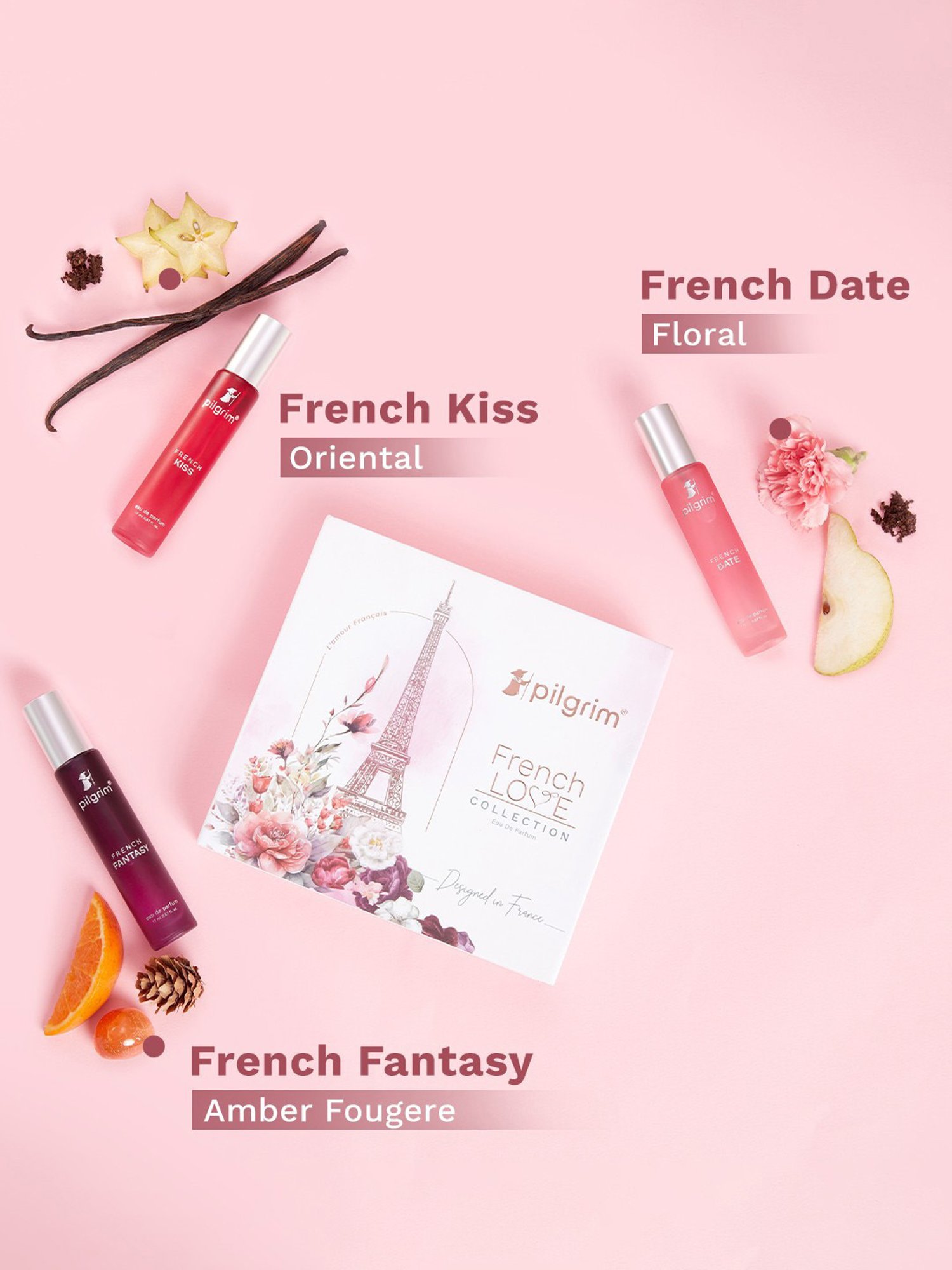 PILGRIM French Love Collection Eau de Parfum Gift Set for Women