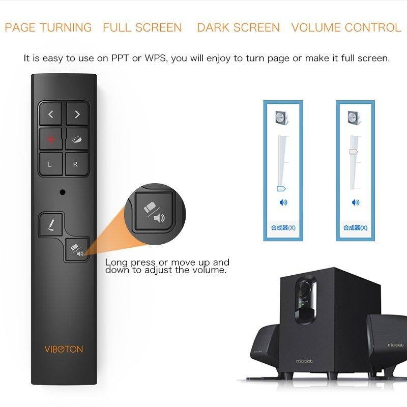Viboton PP930 2.4GHz Wireless Presenter With Laser Pointer&Mouse For PC/Mac OS/Android/Windows -