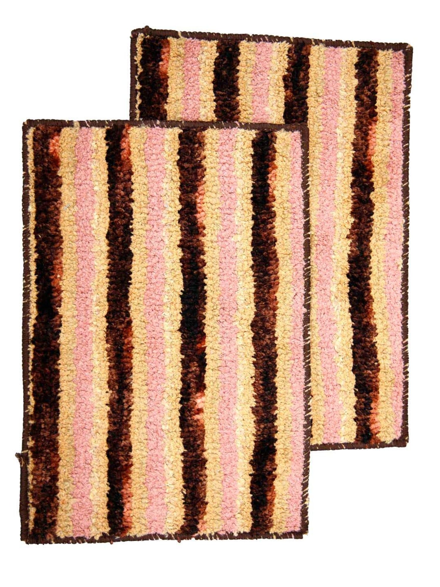 Ariana Beige & Brown Microfibre 1600 GSM Small Anti-Skid Supersoft Bath Mat - Set of 2