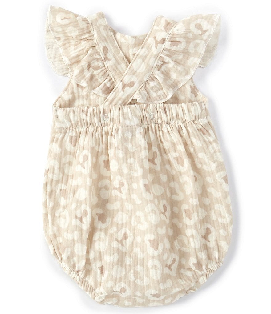 Starting Out Baby Girls Newborn-9 Months Leopard Print Gauze Romper