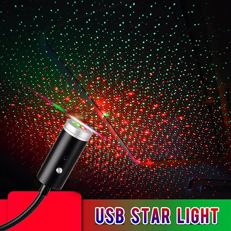 Star Light3 Colors Sound Activated Strobe Light with PortAtmosphere Decorations for Car InteriorCeiling Bedroom Party and More 2 PCS