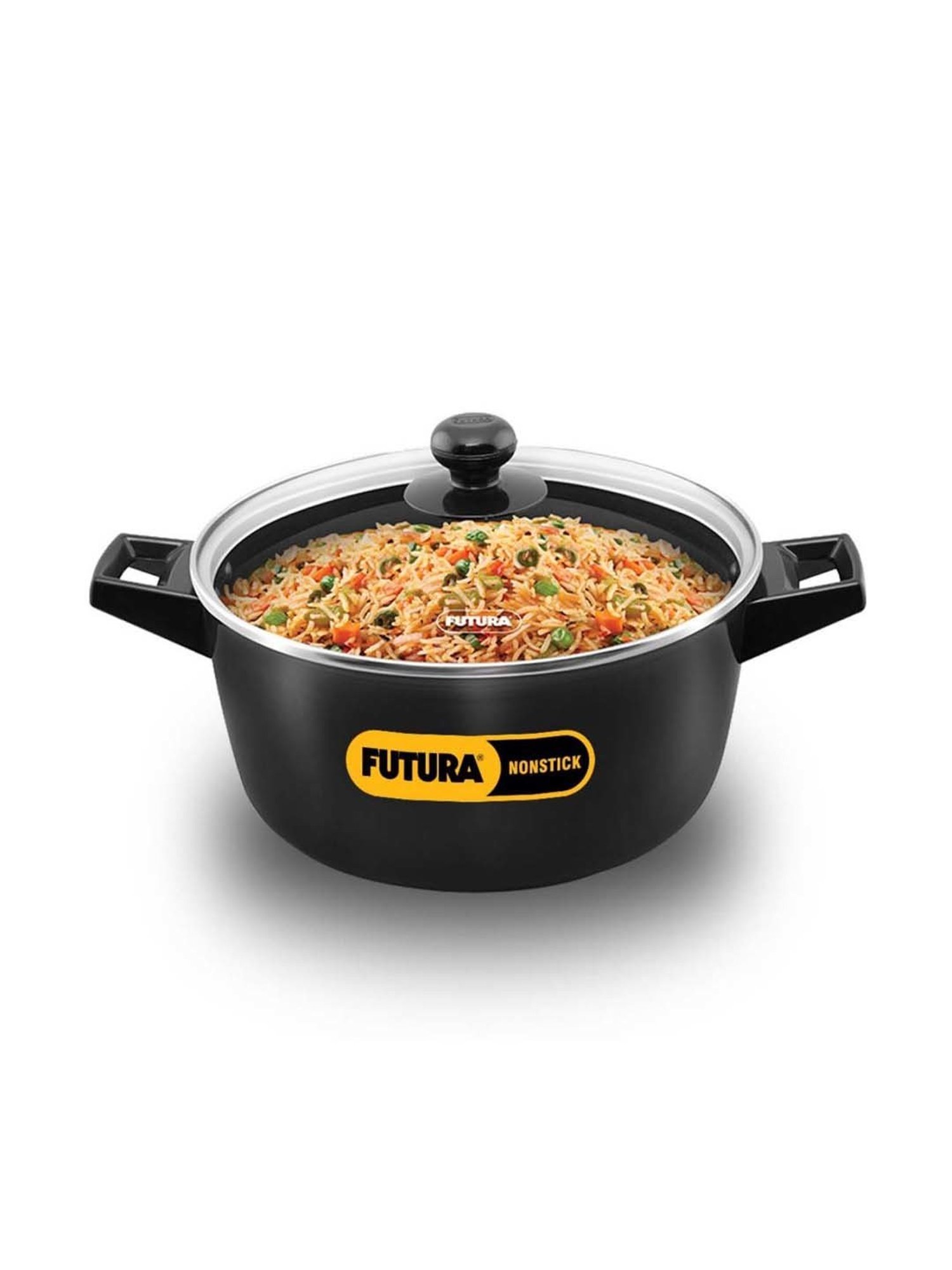 Hawkins Black & Transparent Hard Anodised 24.7 cm Non-Stick Cooking Pot With Lid (4 L) - Set of 1