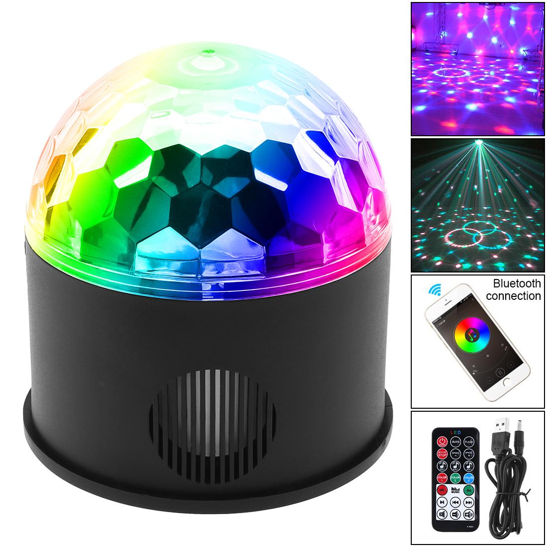 Bluetooth + Speaker 9W 9 Colors USB 5V LED Magic Ball Projector Stage Lights Support Wireless Phone Connection with Sound Control for Decoration / Car / Party