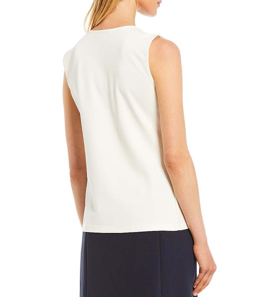 Tommy Hilfiger Ponte Knit Contrast Trim V-Neck Sleeveless Top
