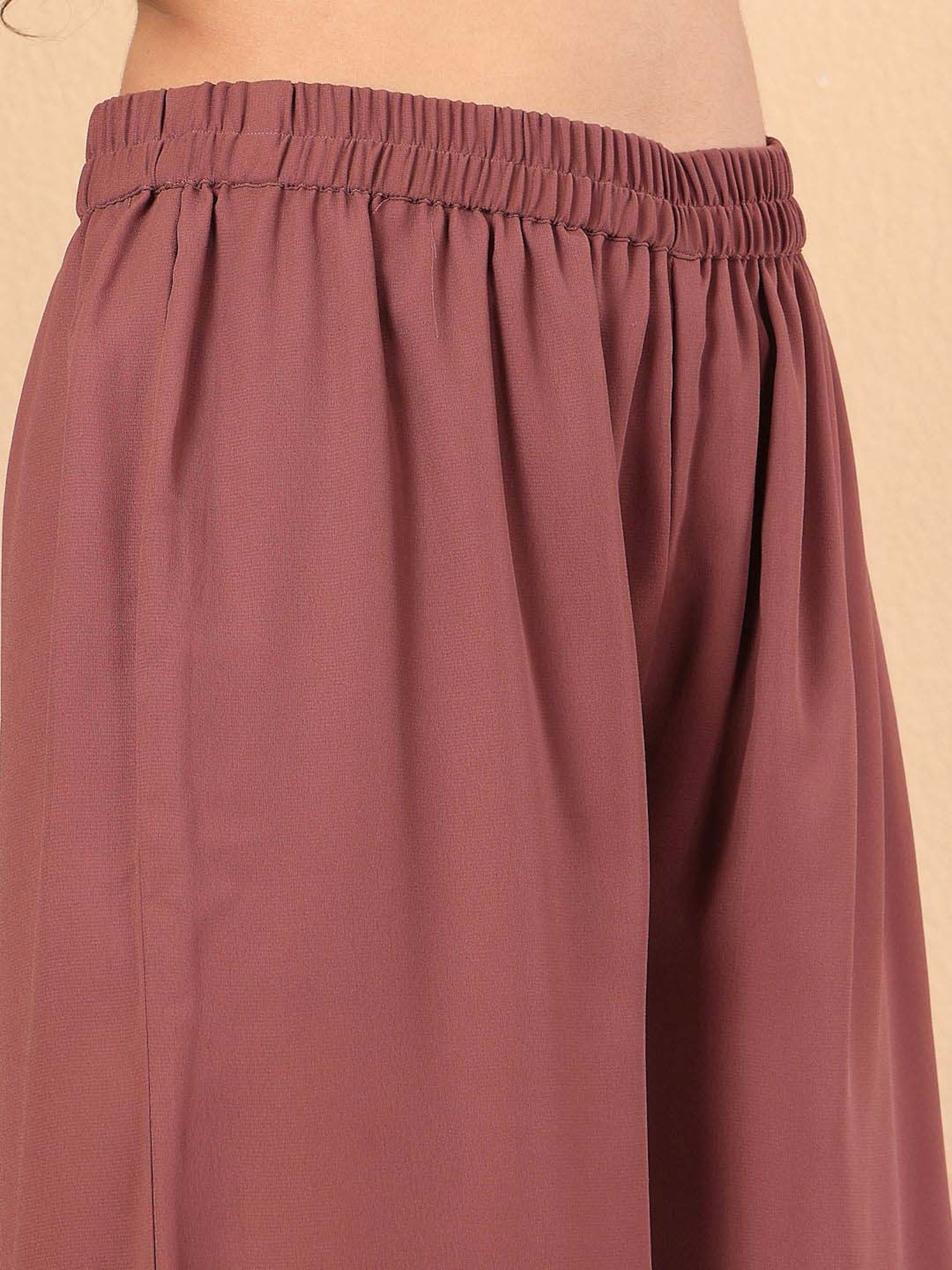 Varanga Camel Brown Embroidered Kurta & Palazzo Set