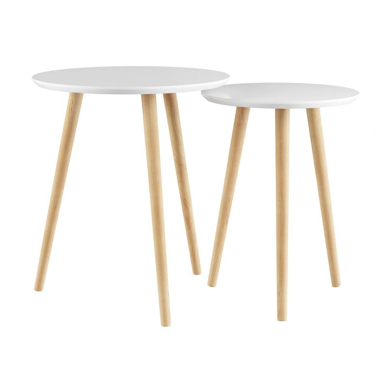 Nesting End Tables with Circular Top White - Yorkshire Home