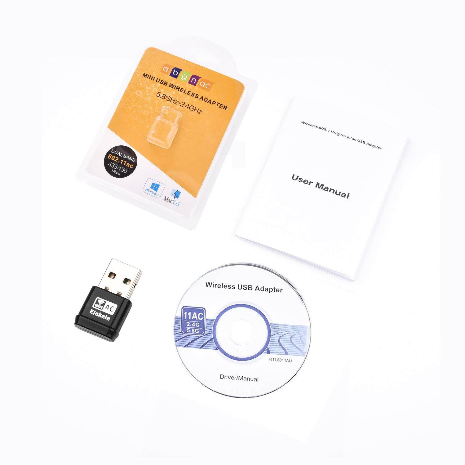 AC600 WiFi Dongle WiFi adapter , 802.11AC 600Mbps Dual Band(2.4G & 5G) Wi-Fi Adapter Supports Windows XP/Vista/7/8/8.1/10/10.1 and Mac OS 10.6~10.11.1/10.11.2(Nano Version)