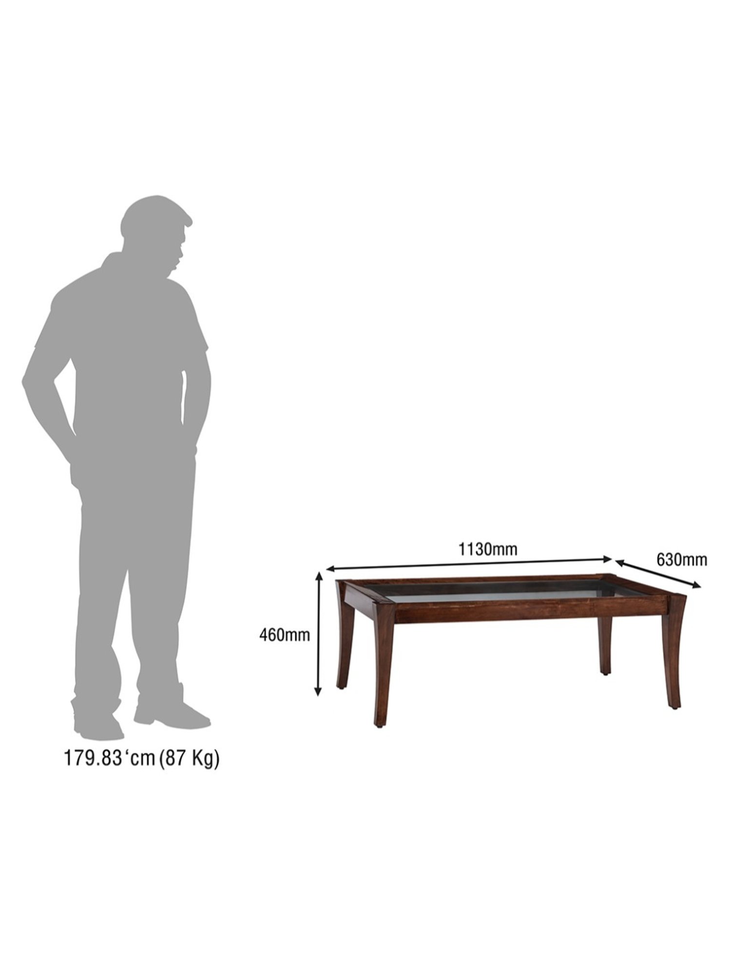 Durian Cameron Walnut Brown Solid Wood Coffee Table in Walnut Finish