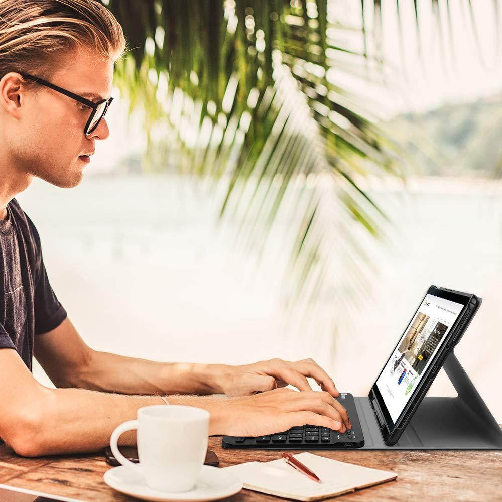 Fintie Keyboard Case for Samsung Galaxy Tab S4 10.5 2018 Model SM-T830/T835/T837, Slim Shell Lightweight Stand Cover with Detachable Wireless Bluetooth Keyboard, Black