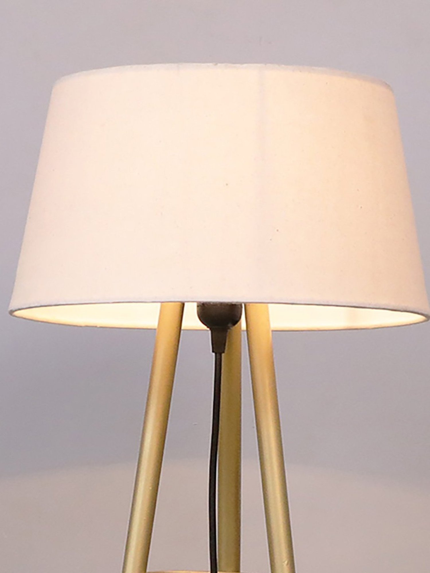 Homesake Cream & Golden Metal Standing Floor Lamp with Bulb and Floor Switch (Iron Legs)