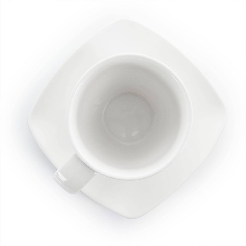 10oz 12pc Porcelain Market Square Cup and Saucer Set White - Elama