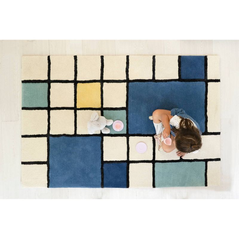 4'x6' Mid-Cen Grid Kids' Rug - Nico & Yeye