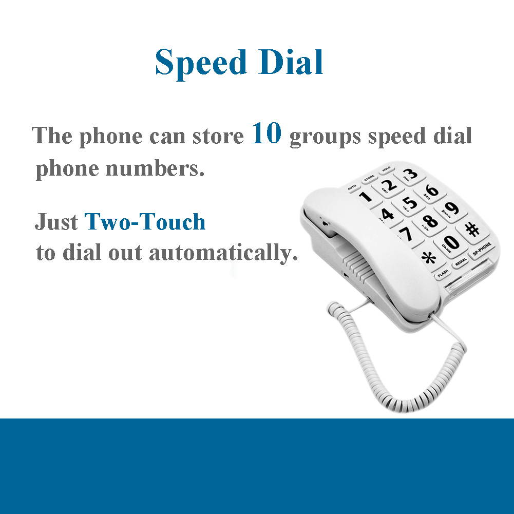 KerLiTar Large Button Corded Phone for Elderly with Amplified Speakerphone for Seniors Landline Phone Works in Power Outage for SOS Emergency