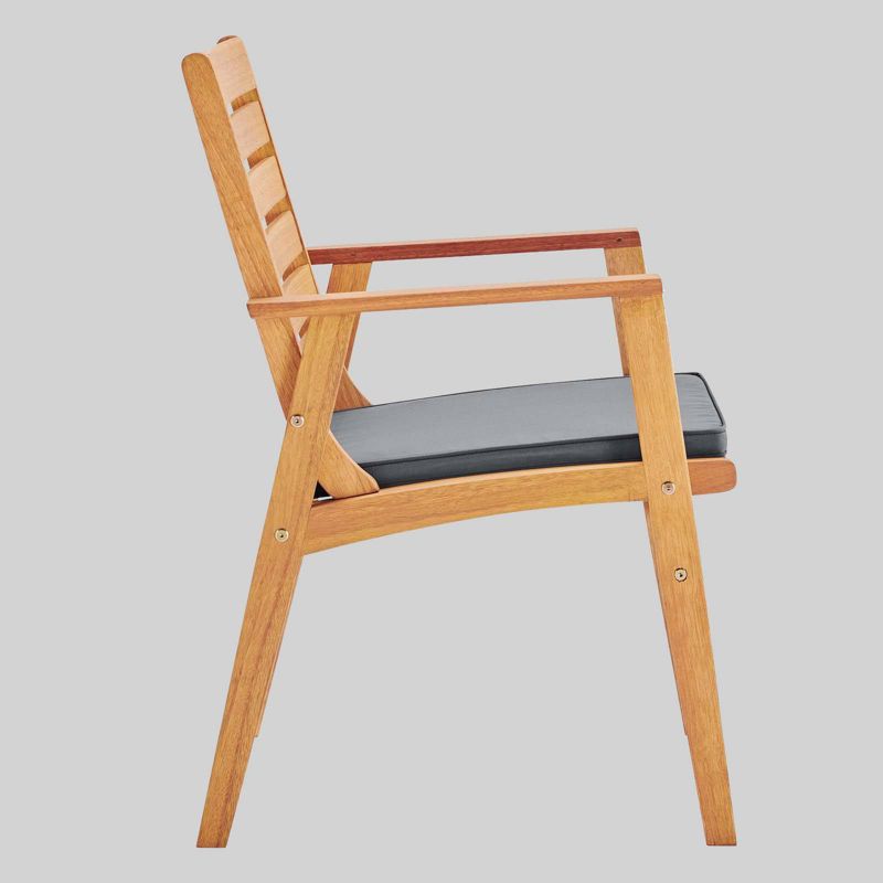 Syracuse 2pc Outdoor Patio Eucalyptus Wood Dining Chairs - Natural/Gray - Modway