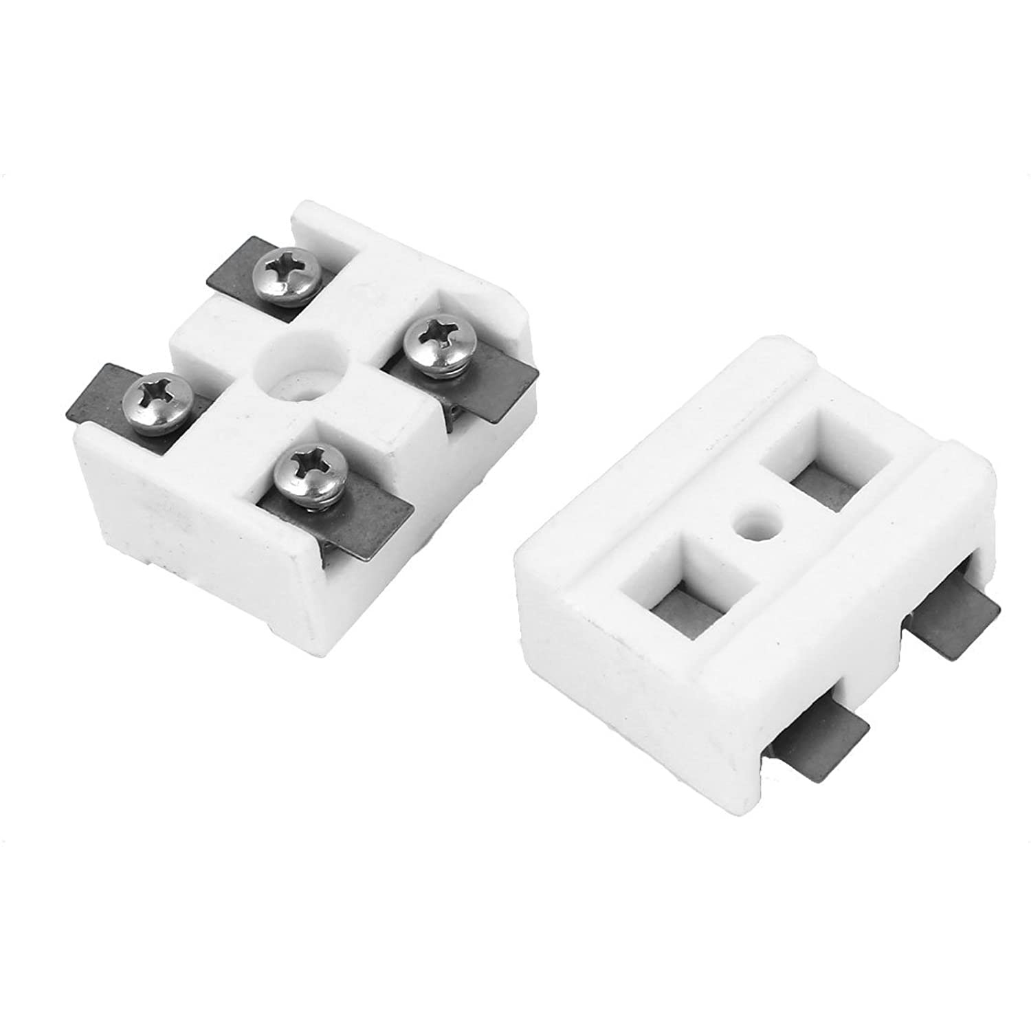 uxcell Ceramics Terminal Blocks High Temp Porcelain Ceramic Connectors 2 Way for Electrical Wire Cable 30A 2 Pcs