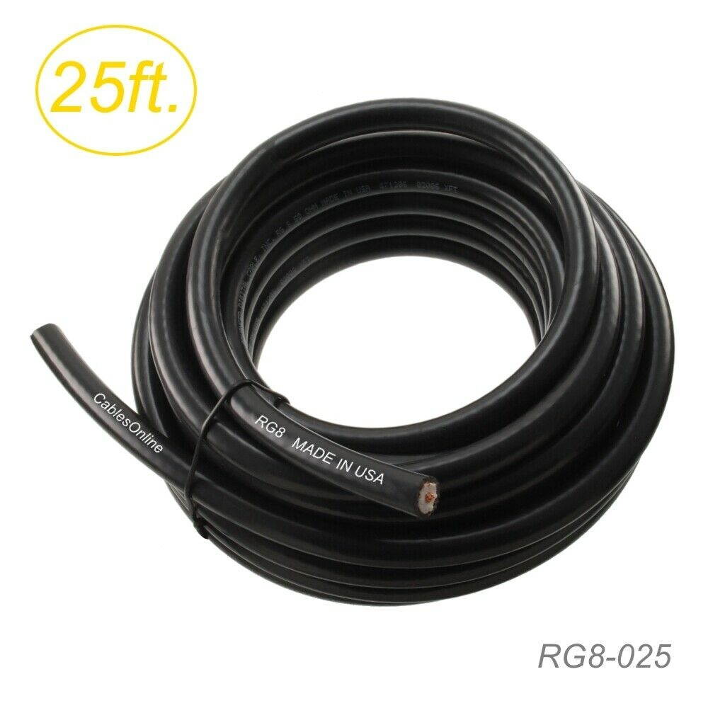 25ft RG8 Bulk 50 Ohm Made-in-USA Coax Cable, RG8-025