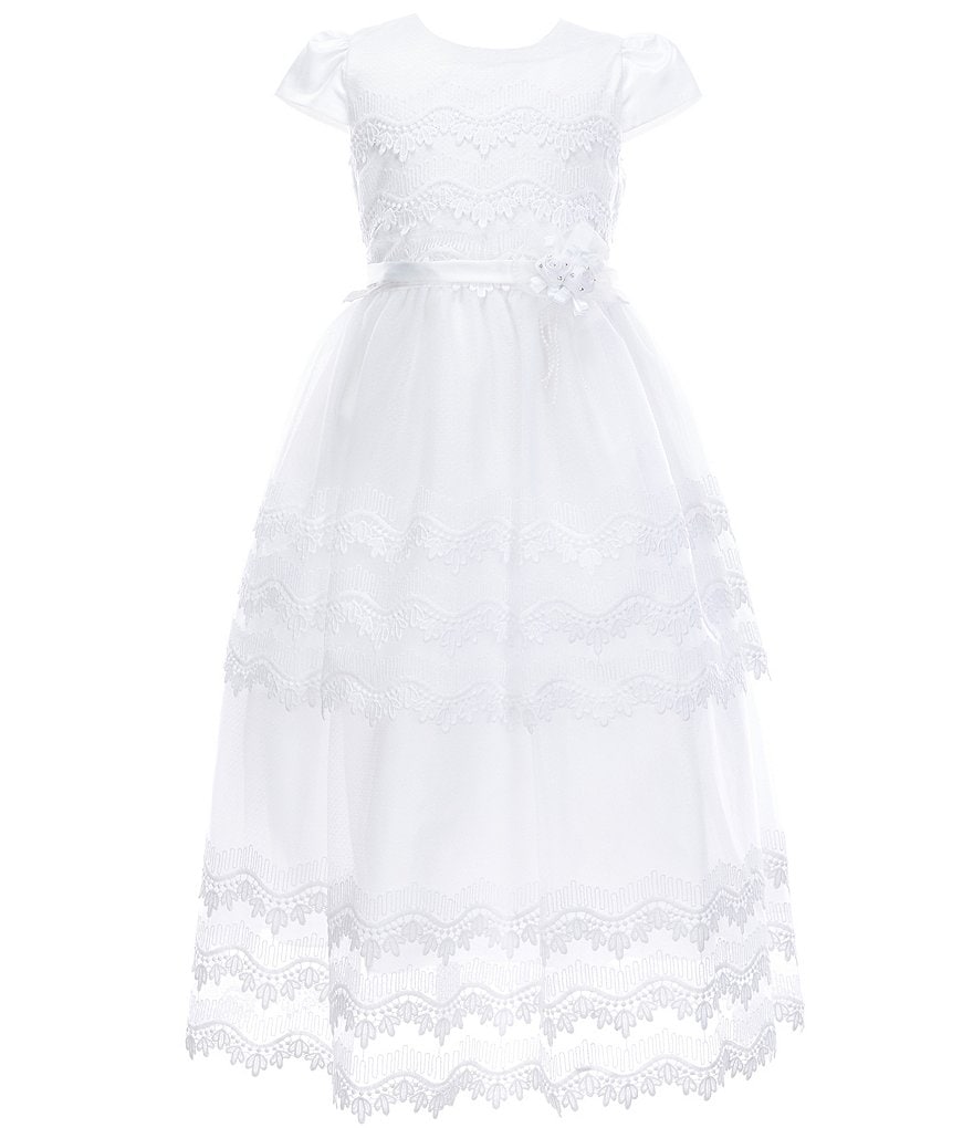 Poppies and Roses Big Girls 7-16 Point de Venise Lace-Trimmed Communion Dress
