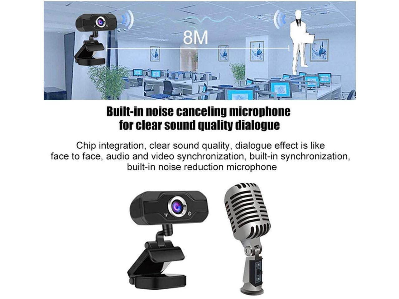 PC Webcam W18 Replace Logitech C270, 1080P Full HD Webcam USB Desktop & Laptop Webcam Live Streaming Webcam with Microphone Widescreen HD Video Webcam for Video Calling (HD Webcam)&hellip; (Black)