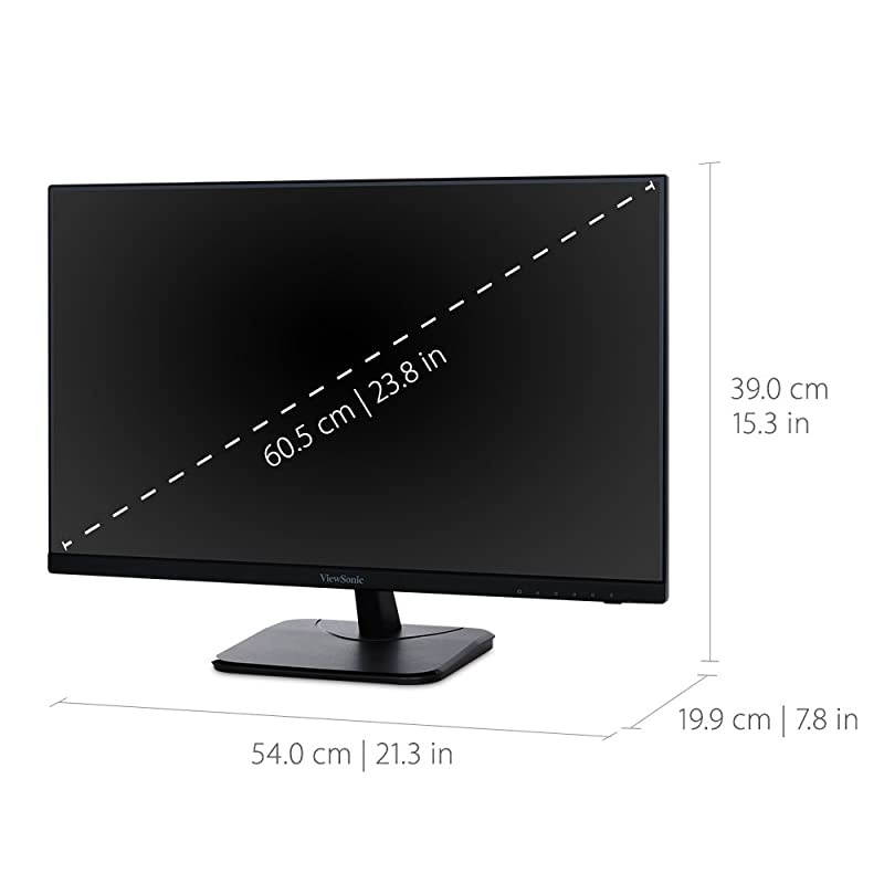 VA2456-MHD 24 Inch Frameless IPS 1080p Monitor with HDMI DisplayPort and VGA Inputs for Home and Office