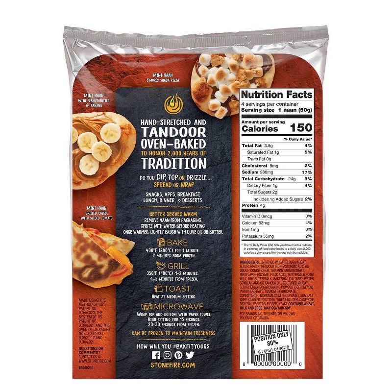 Stonefire Garlic Mini Naan - 4ct