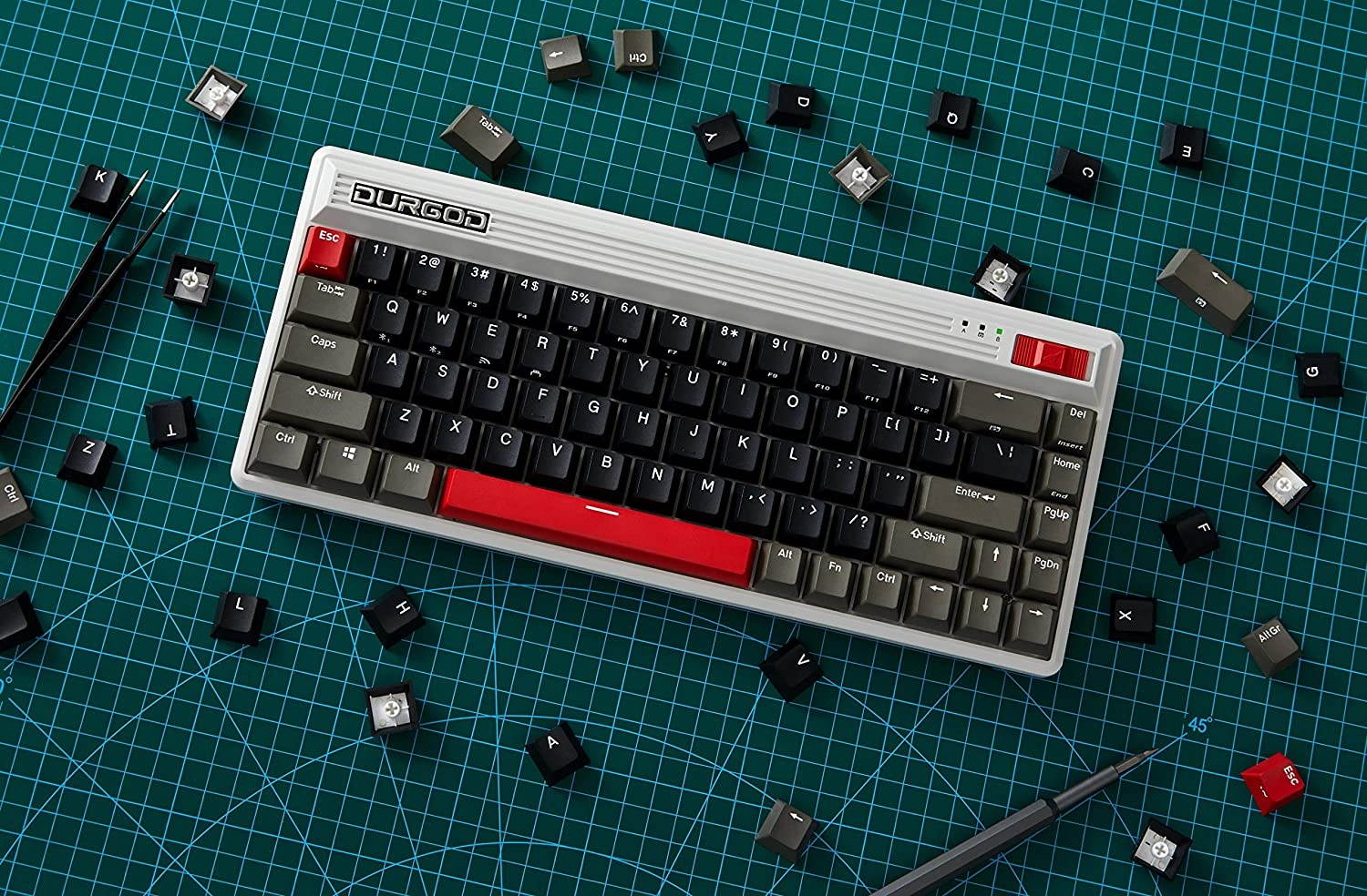 Durgod Fusion Mechanical Keyboard - 65% Layout - Doubleshot PBT Cherry Profile - Wireless 2.4gHz / Bluetooth 5.0 / USB Type C - Up to 40 Days Battery Life (Cherry Black, Steam)