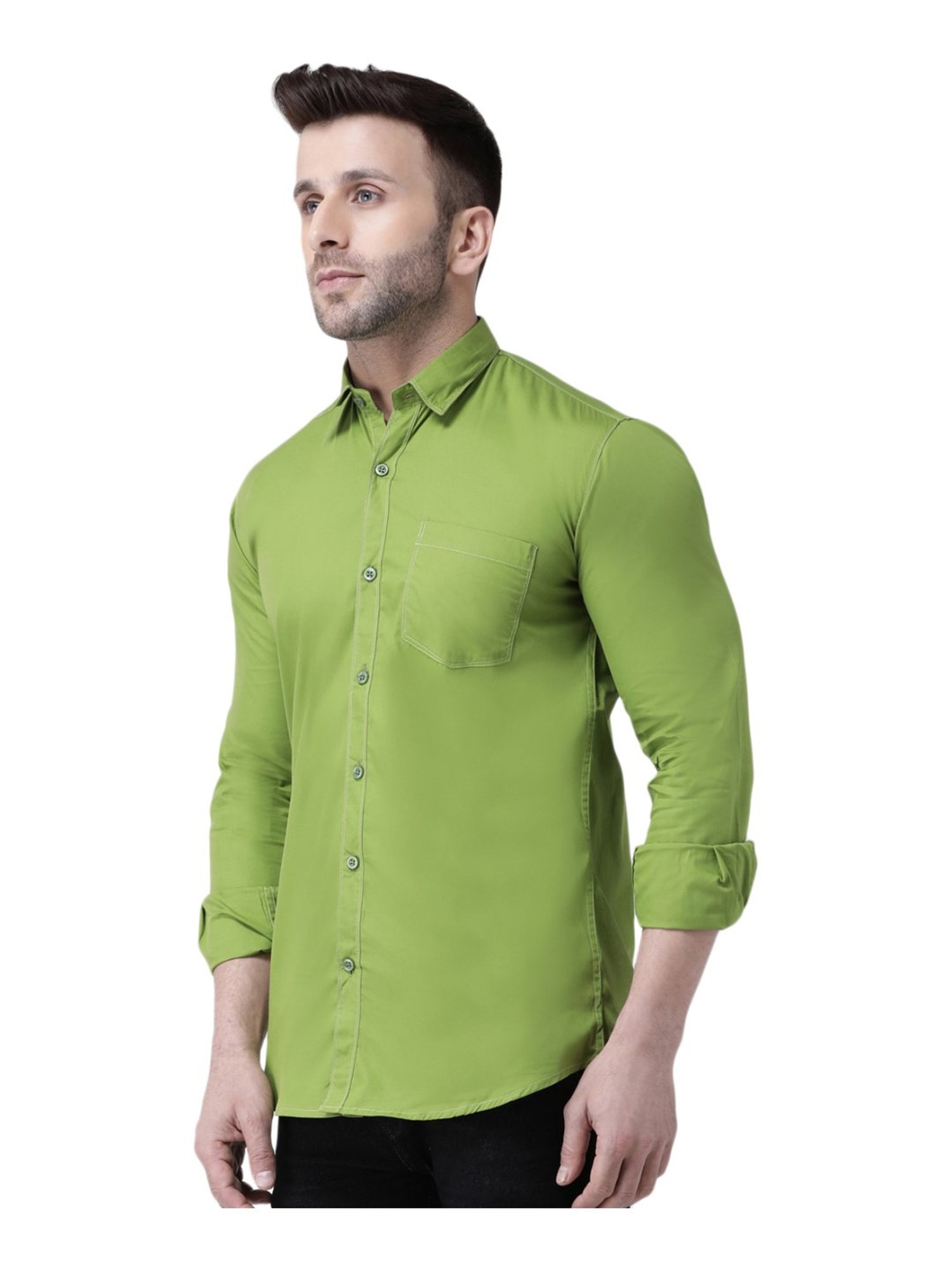 Hang Up Green Cotton Slim Fit Shirt