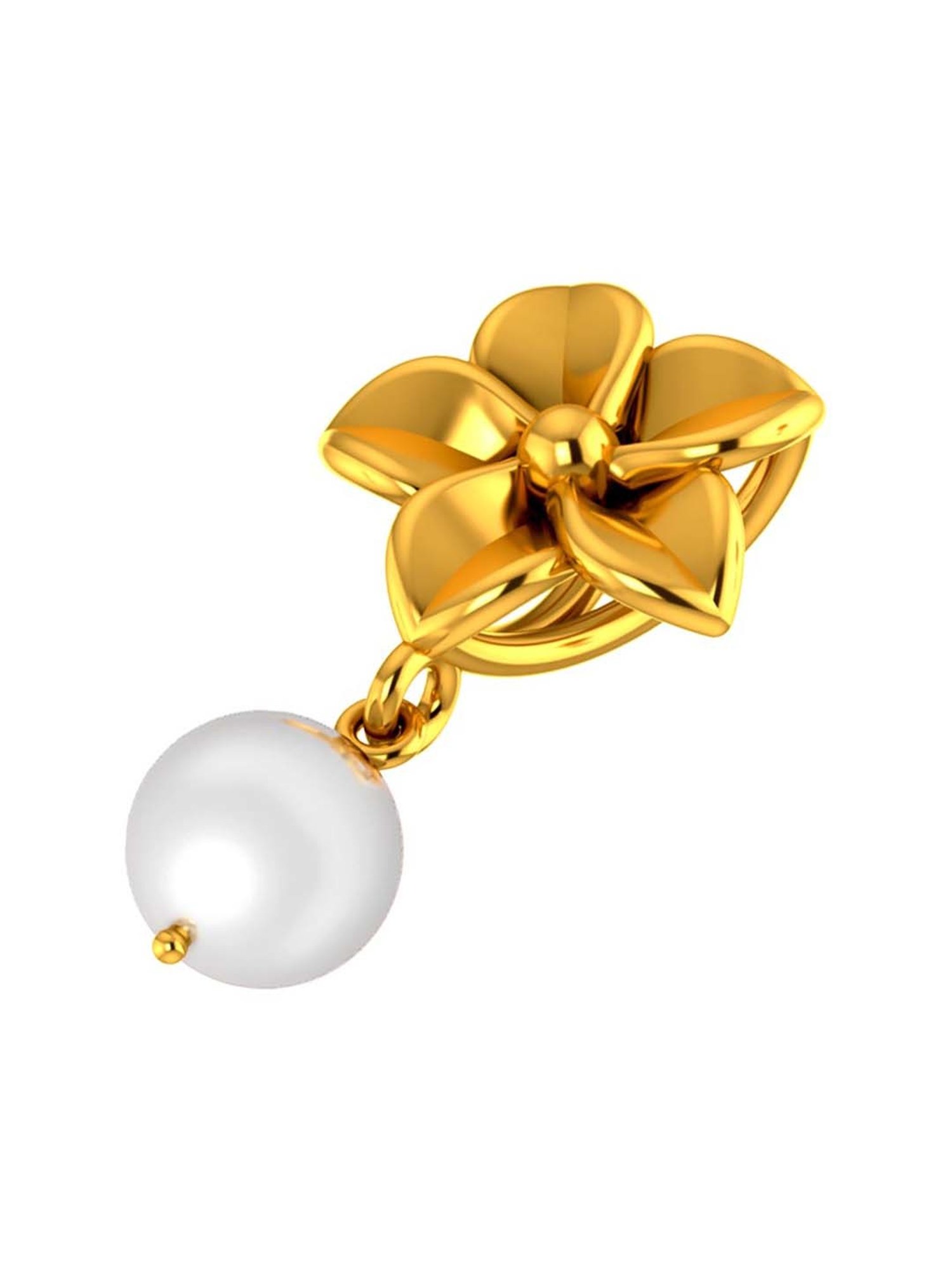 P.C. Chandra Jewellers 18k Gold Pendant with A Five-petal Floral Design & A Pearl for Women & Girls