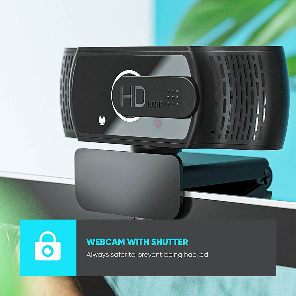 Full HD 1080p Webcam, Live Streaming Camera with Privacy Shutter for Video Calling, Online Classes, HD Light Correction, Works with Skype, Zoom, FaceTime, Hangouts, PC/Mac/Laptop/Smart TV