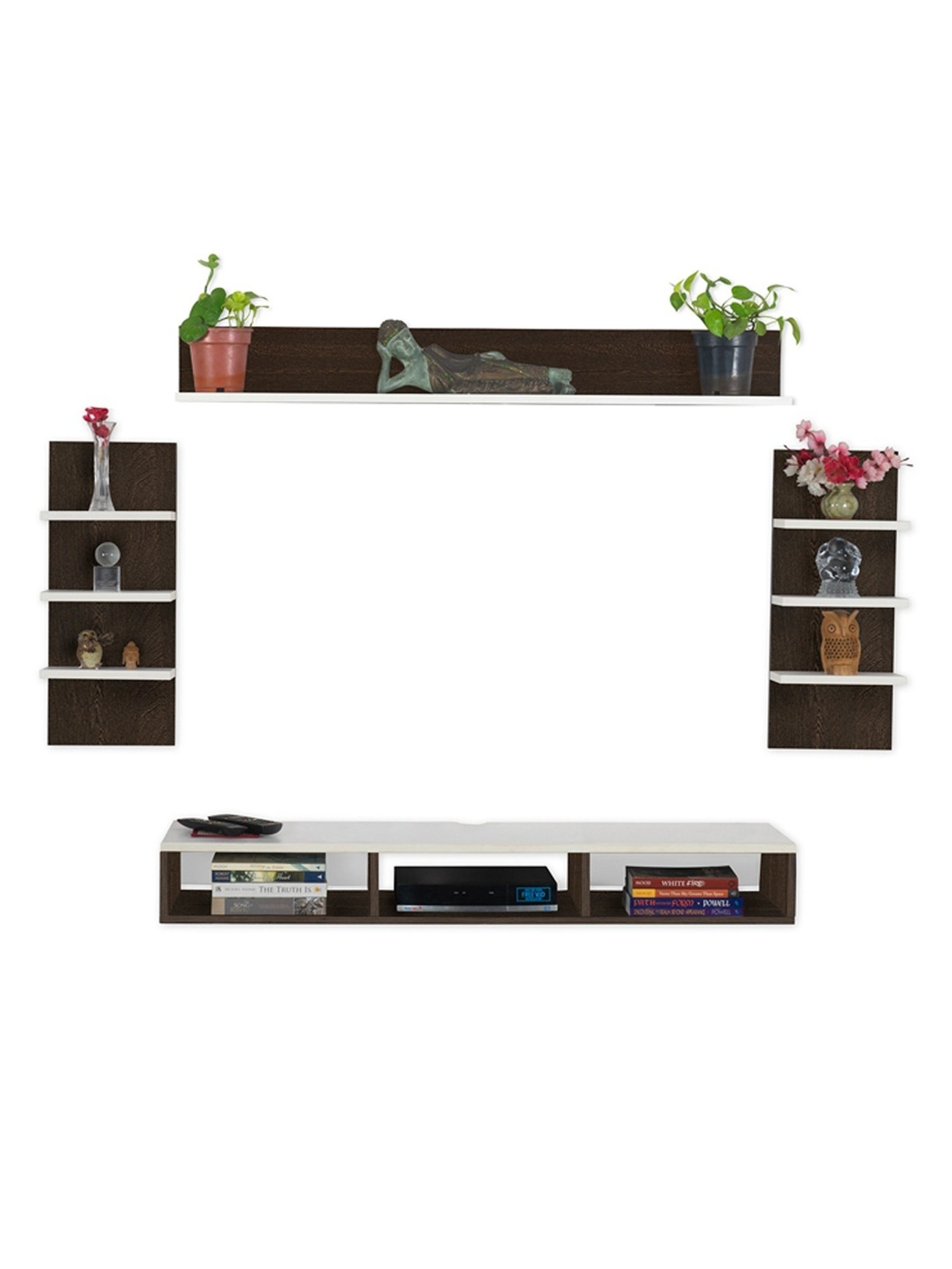 Delite Kom Flex Flowery Wenge & Acacia Dark Engineered Wood TV Entertainment Unit