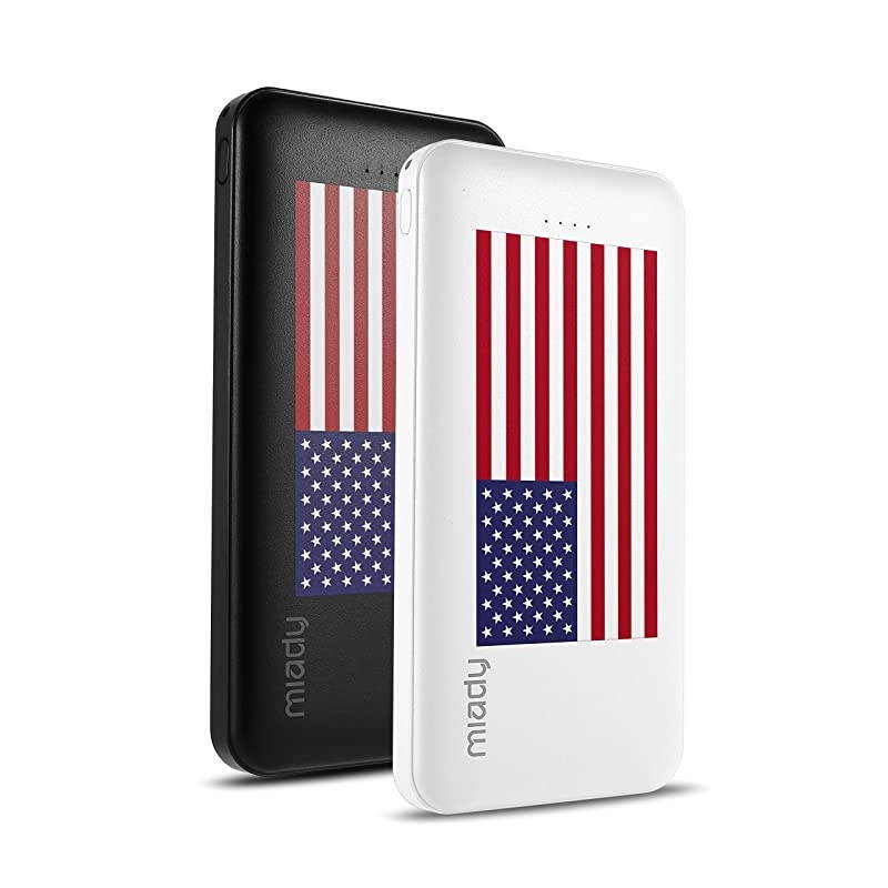 2Pack  10000mAh Dual USB Portable Charger Fast Charging Power Bank with USB C Input Backup Charger for iPhone X Galaxy S9 Pixel 3 and etc Flag Edition