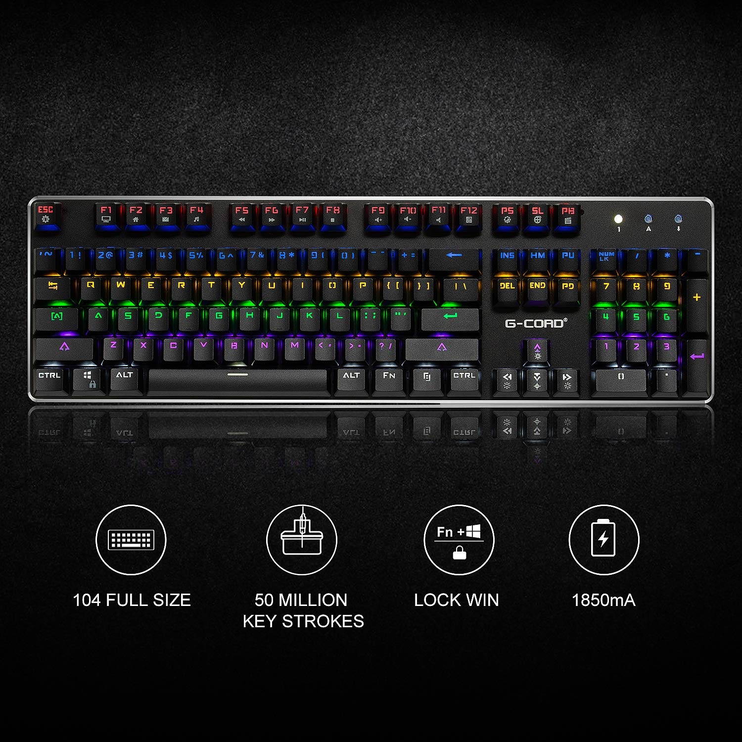 Wireless Mechanical Gaming Keyboard, 104 Keys Wired Keyboard, LED Backlit, Brown Switch, Aluminum Top Frame