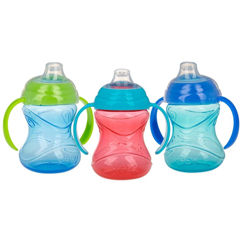 Nuby Cup 3pk Click-It Handle Cup - Aqua/Blue/Red - 8oz