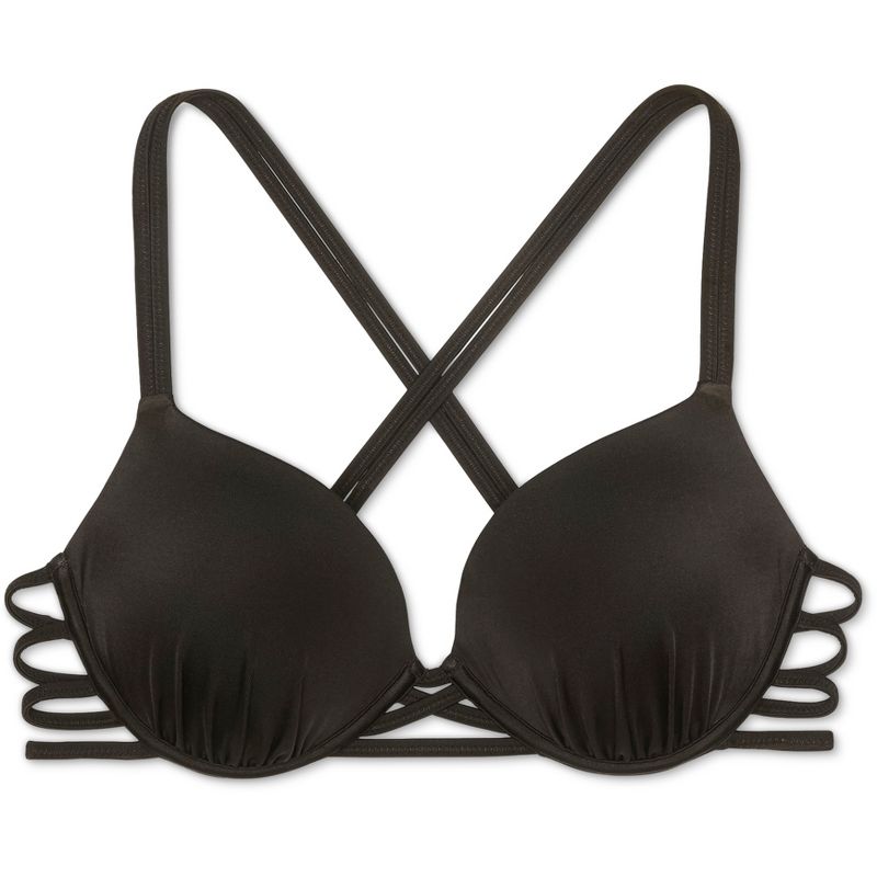 Women's Push-Up Strappy Cross Back Bikini Top - Shade & Shore™ Black 34B