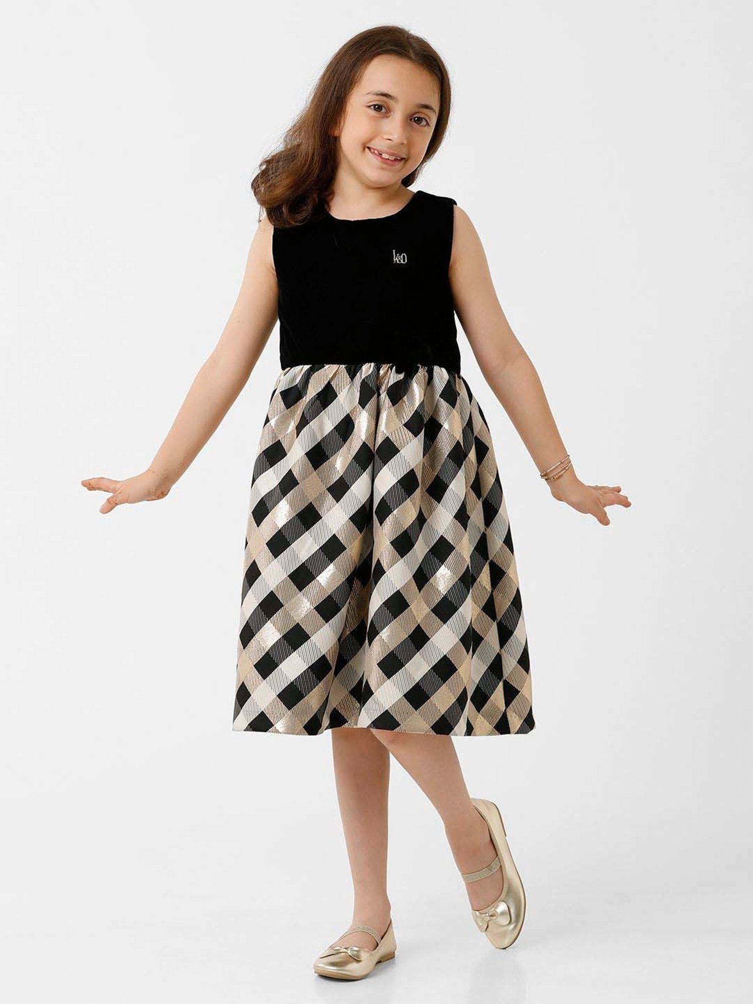 Kate & Oscar Kids Black & White Chequered Dress