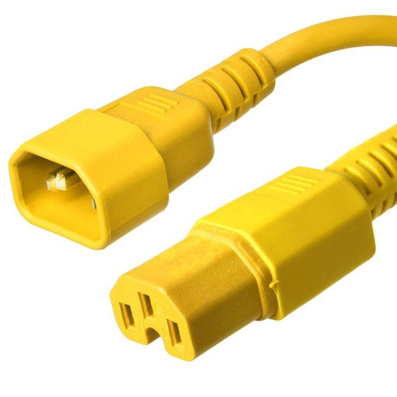 Ironbox C14 to C15 Connector Power Cord - Yellow - 4 Foot - 15A/250V - 14/3 SJT - IBX-7700-04