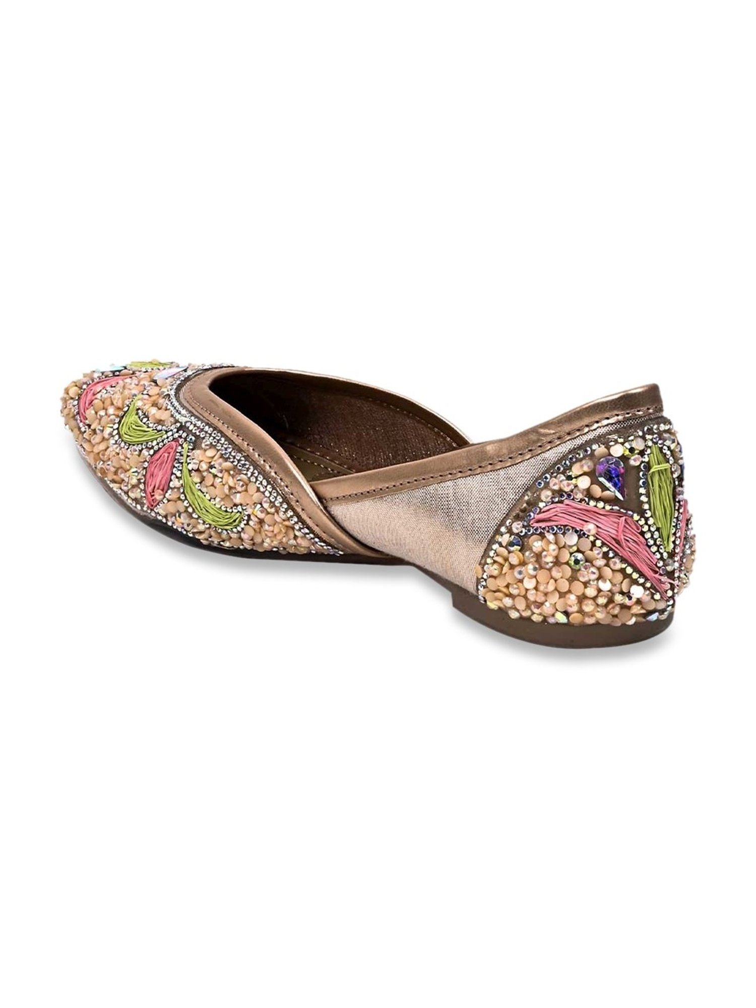 Jove Women's Rose Gold Ethnic Juttis