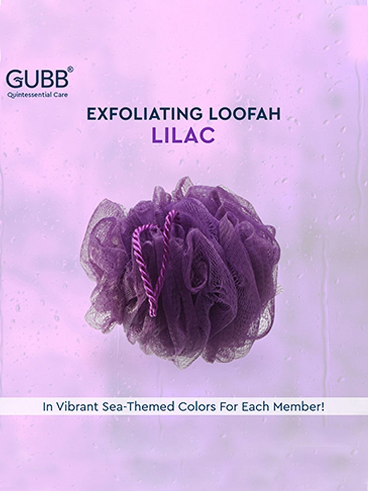 GUBB Luxe Sponge Round Loofah, Bathing Scrubber for Body - Lilac