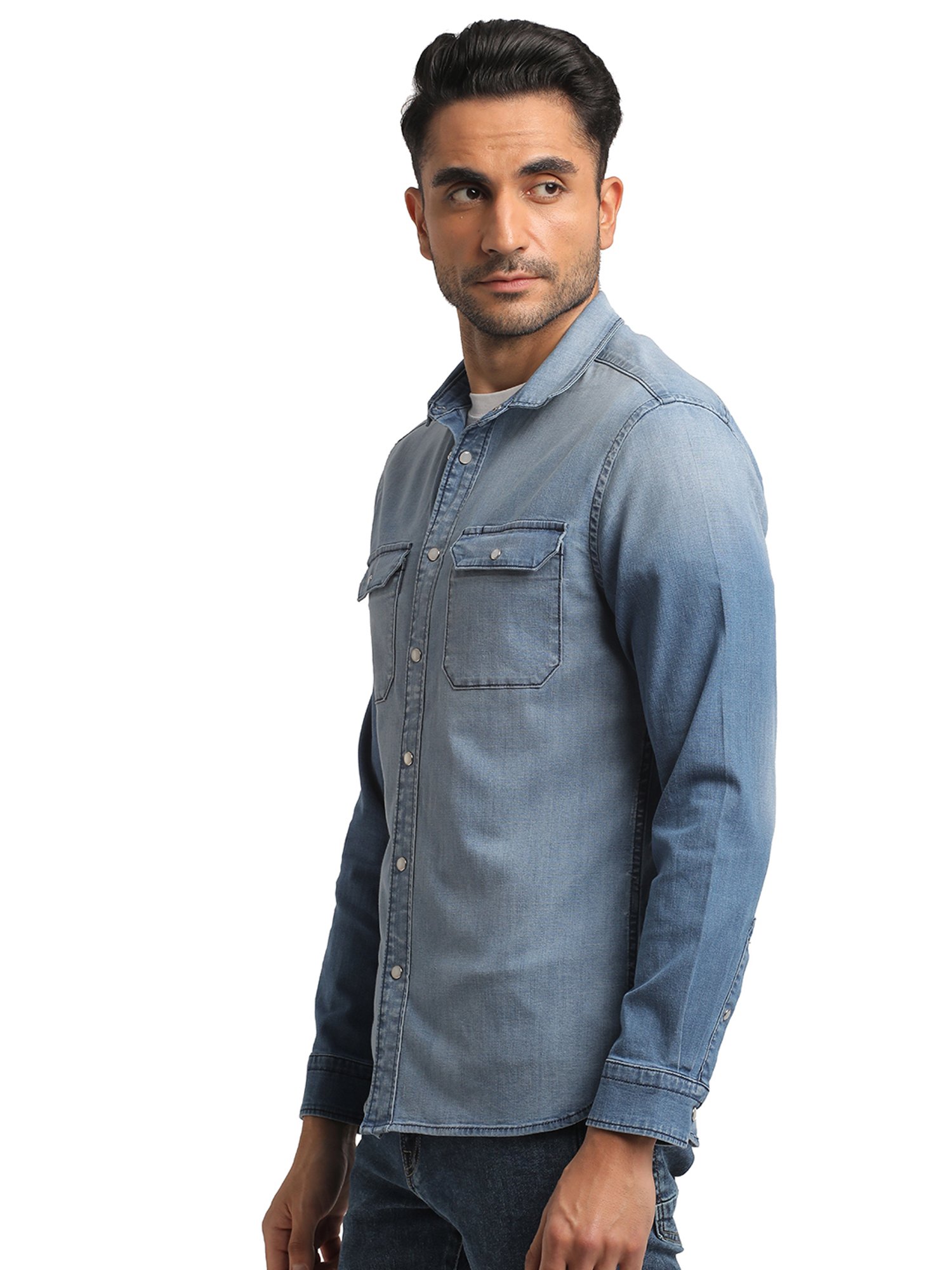 EVERBLUE Light Blue Regular Fit Shirt