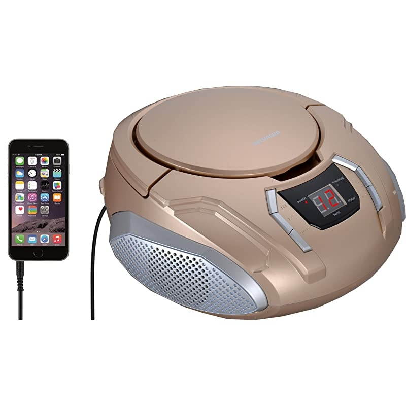Portable CD Boombox with AMFM Radio Champagne