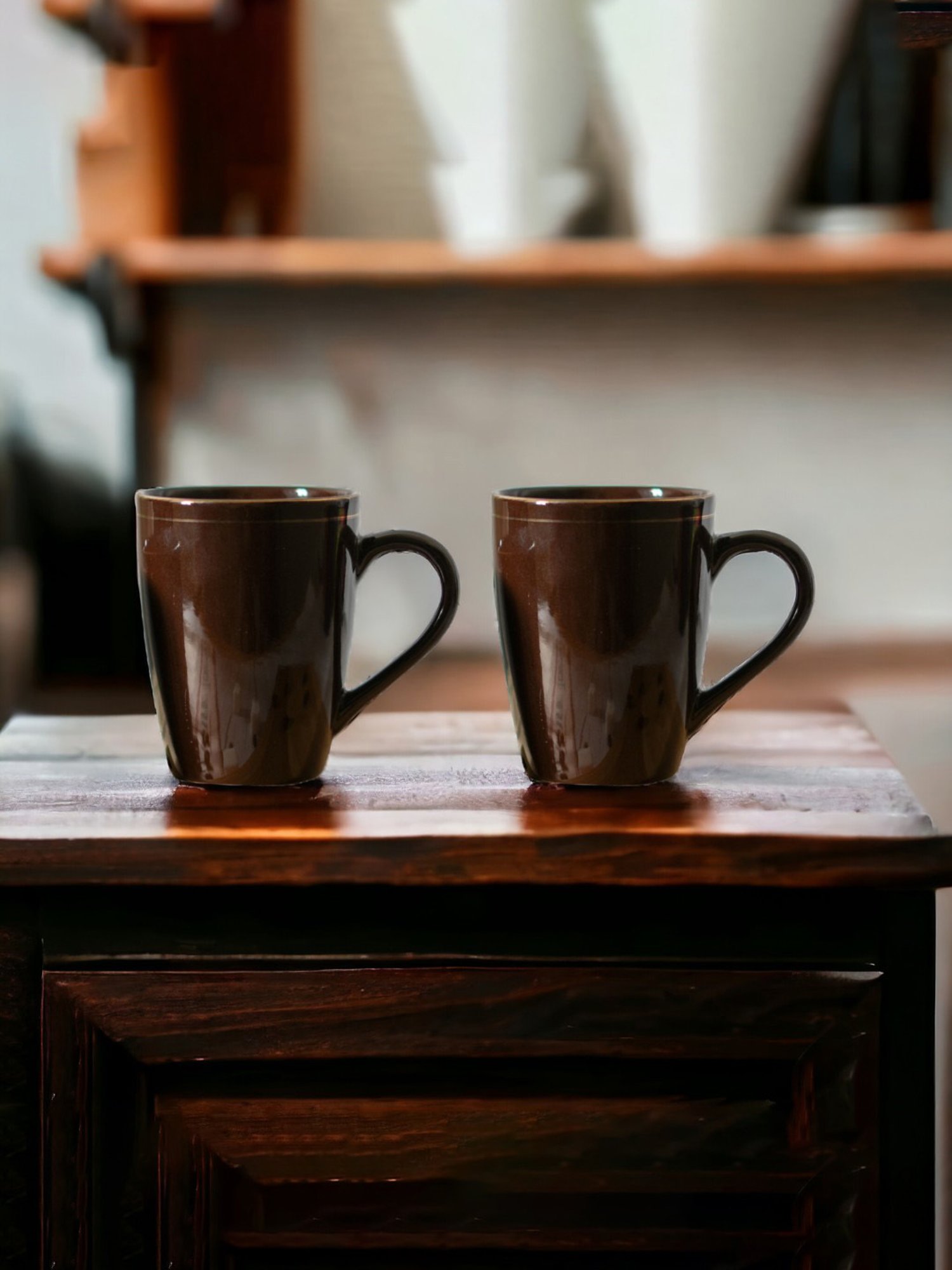 Femora India Brown Ceramic Coffee Mug - Set of 2