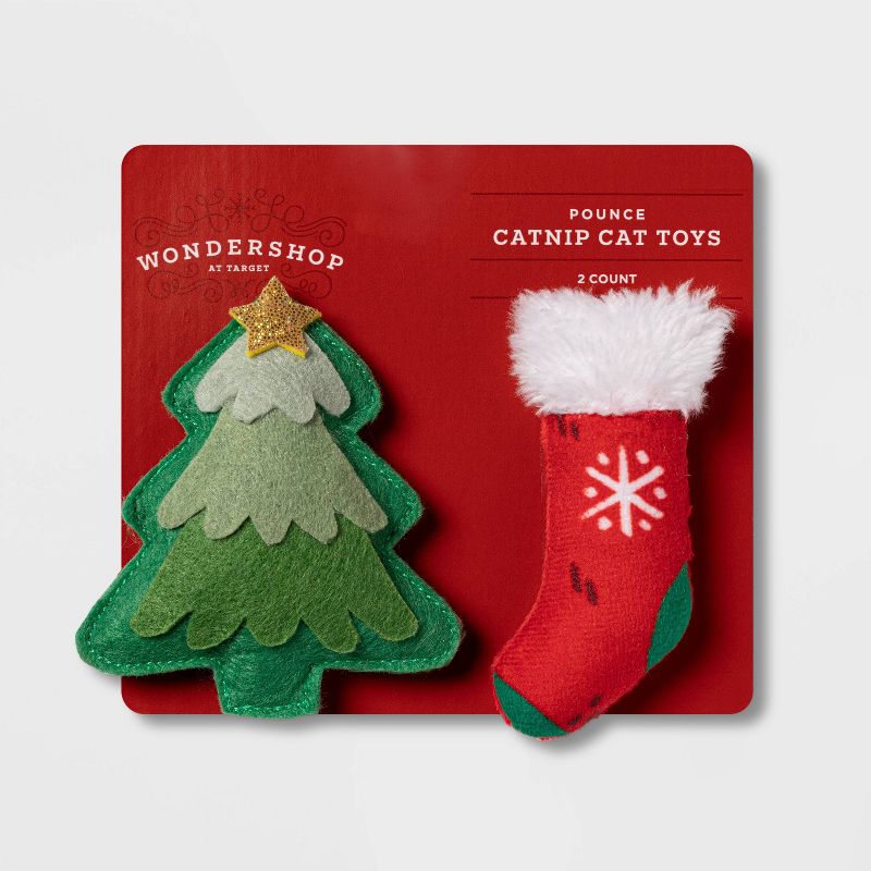 Tree & Stocking Holiday Cat Toy - 2pk - Wondershop™