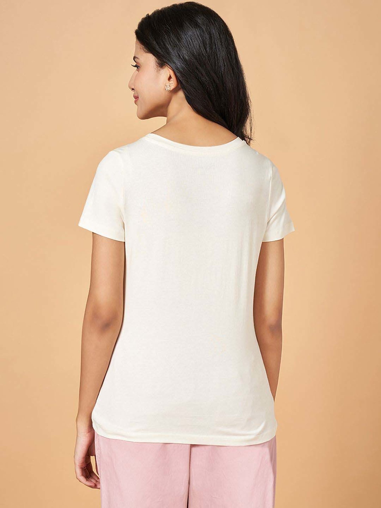 Honey by Pantaloons White Cotton Printed T-Shirt