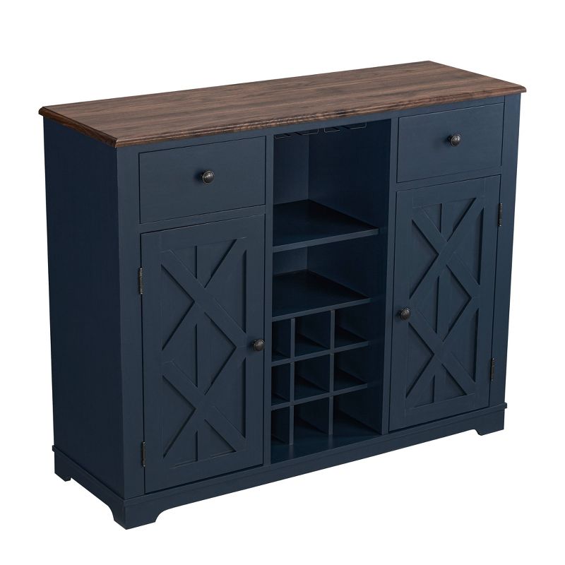 47" Wood Bar Cabinet with Brushed Nickel Knobs Navy - Home Essentials