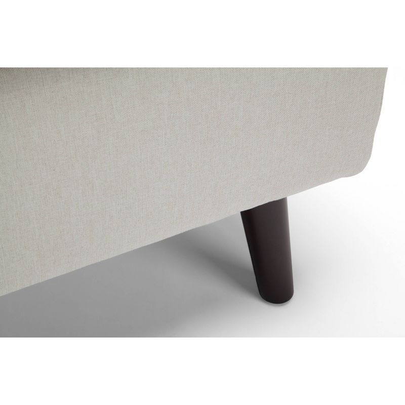 Tufted Fabric Mid-Century Modern Storage Ottoman & Walnut Legs Beige - OFM