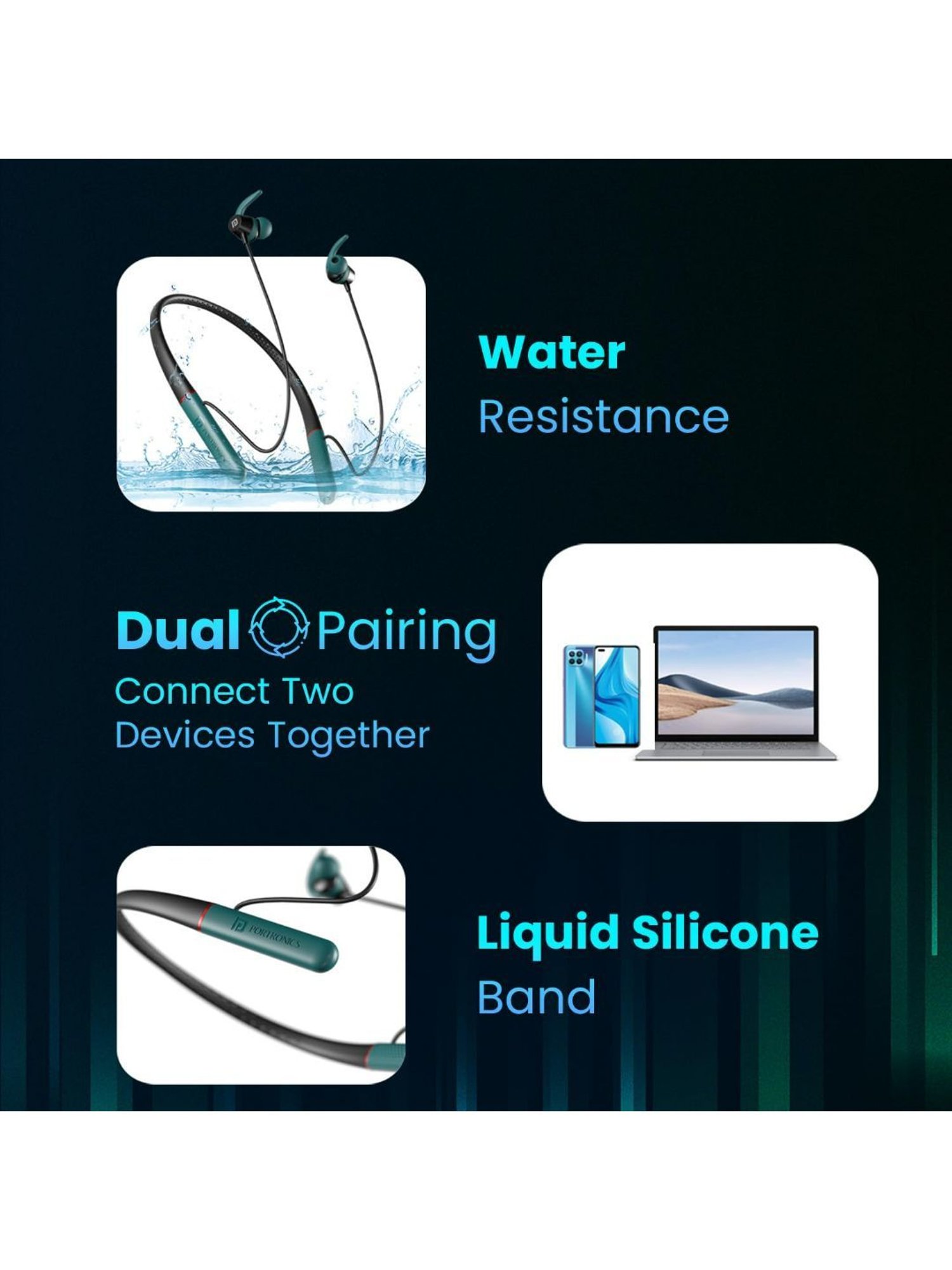 Portronics Harmonics X2 Bluetooth Neckband with Upto 40Hours Playtime, HD Mic (Black)