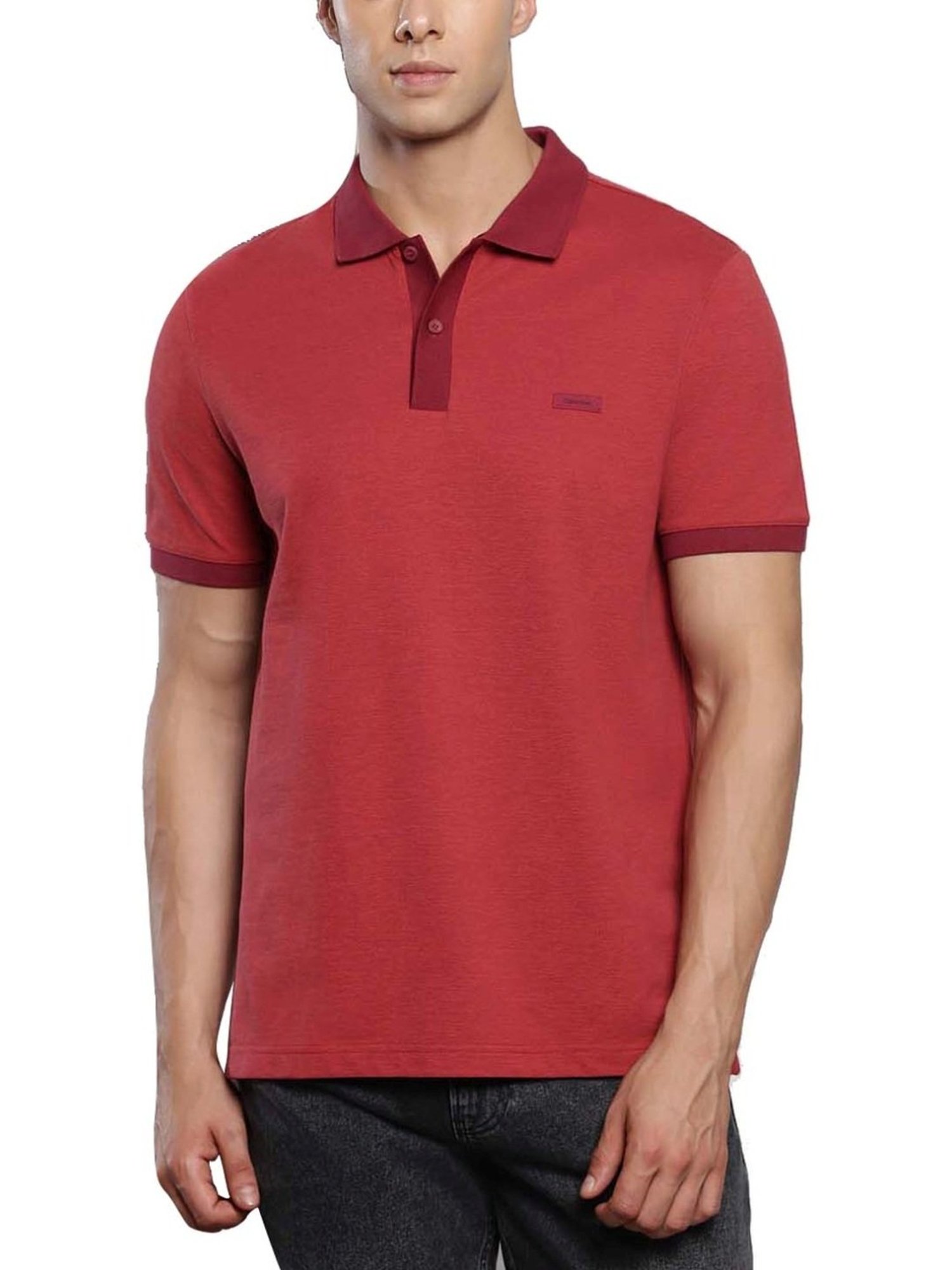 Calvin Klein Deep Starfire / Baked Apple Cotton Regular Fit Polo T-Shirt
