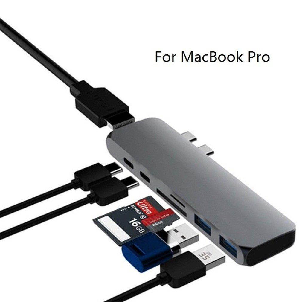 Multifunctional USB Hub Dual Type-C Multiports Card Reader Adapter 4K HDMI