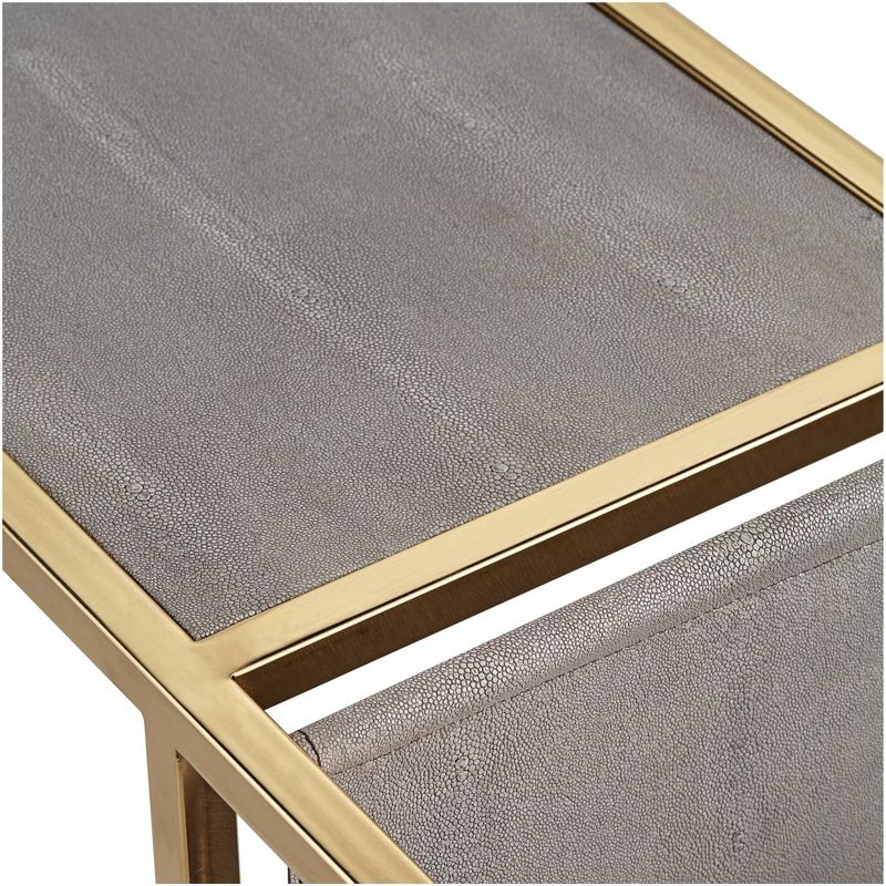 55 Downing Street Kingsroad 19" Wide Gold and Gray Accent Table with Magazine Holder