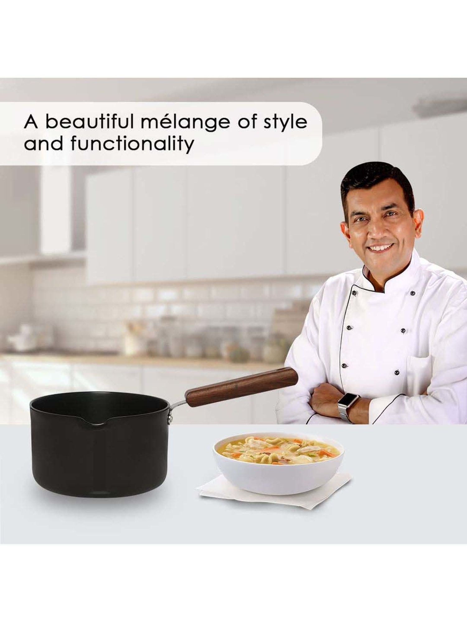 Wonderchef Ebony Hard Anodized Non-stick Sauce Pan 16cm