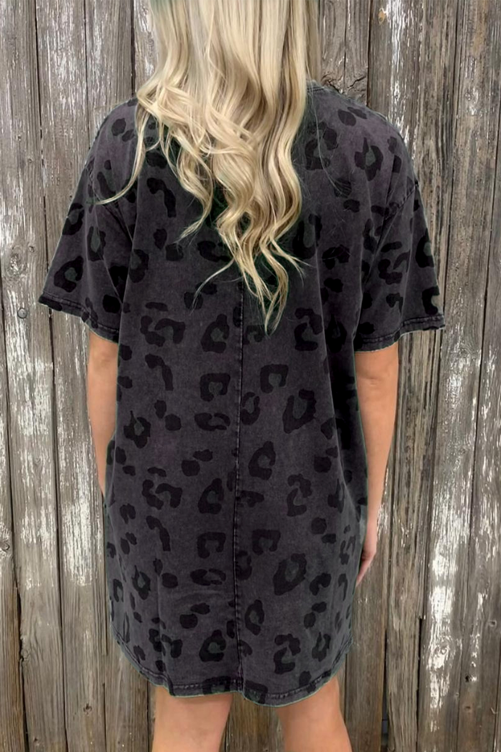 Cheetah Casual Long Sleeve Button Up Shirt Dress